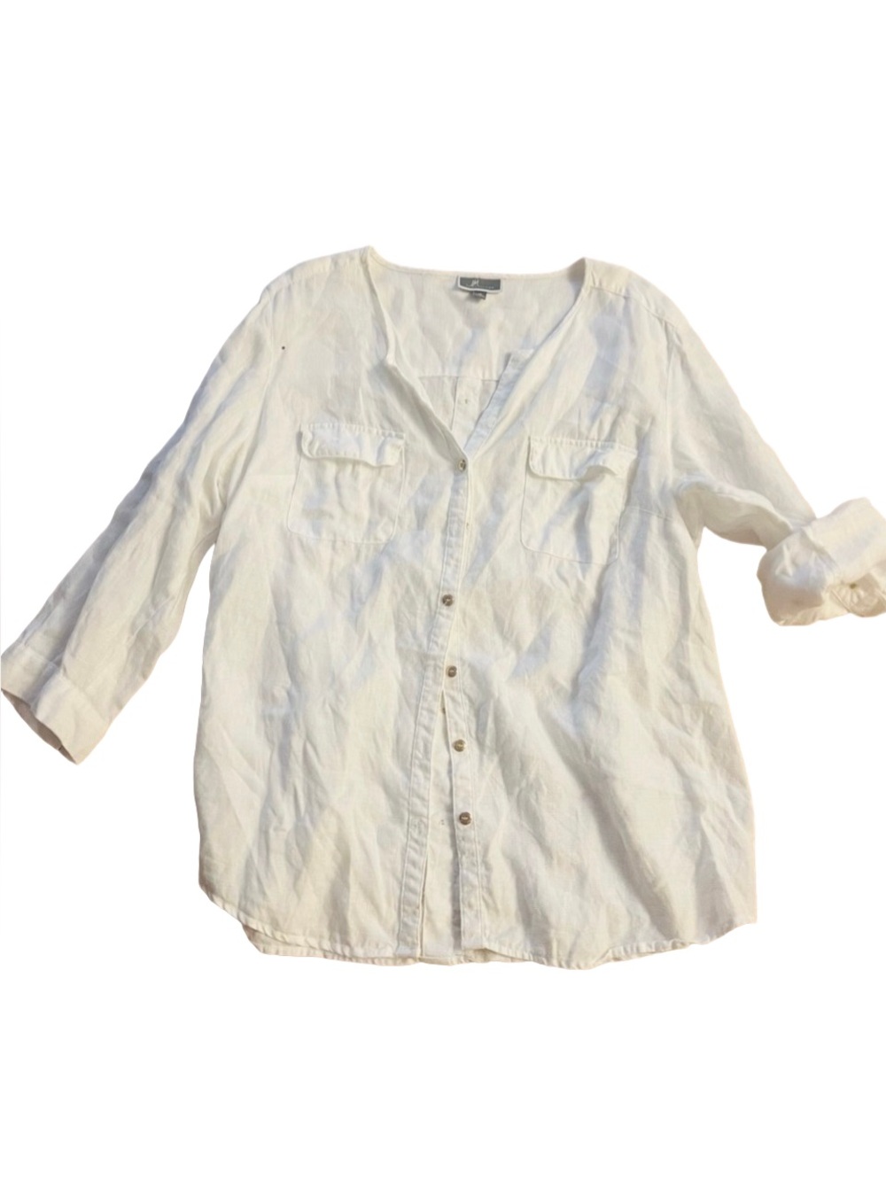 JM Collection Cream Textured Knit Top